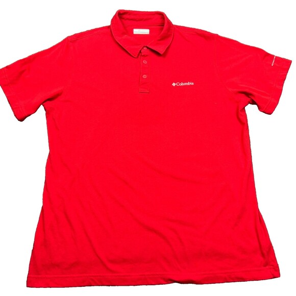 Columbia Sportswear Logo Polo Shirt Mens Large Short Sleeve Red Top - Picture 1 of 9